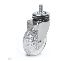 Roulette DESIGN pivotante Ø 50 mm TRANSPARENTE BOMBÉ non marquant à tige filetée M8x15