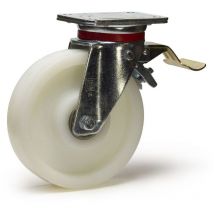 Roulette pivotante à frein diamètre 125 mm roue polyamide 6 blanc renforcée - 600 Kg