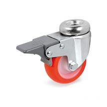 2gt Roues Et Roulettes - Roulette à oeil pivotante à frein diamètre 60 mm roue polyuréthane rouge - 70 Kg