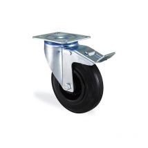 Htr - Roulette Pivotante À Frein Caoutchouc Noir Diamètre 160mm Charge 135kg