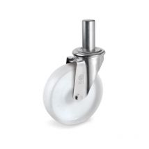 Roulette Pivotante à TIGE LISSE Ø 26 x 56 mm, Polyamide BLANC Ø 200 mm 300 Kg