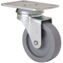 Roue Pivotante Avec Plaque Et Axe Lisse, Couleur Grise, Charge Max. 15 Kg, Ø 3 Cm