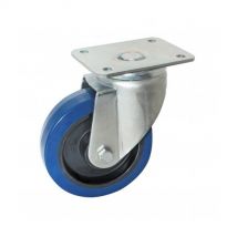Roulette pivotante AVL platine - caoutchouc bleu - Ø125 - 527833O