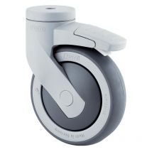 Roulette pivotante à blocage synthétique fixation à œil pour collectivités, diamètre 125 mm, charge 100 kg, type 5387 pip Tente