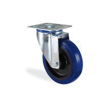 Roulette pivotante caoutchouc bleu elastique diamètre 160mm charge 200kg
