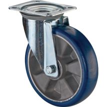 Lenkrolle D.200mm Trgf.300kg Pu Platte L138xb109mm Farbe Rl.blau Bs Rollen