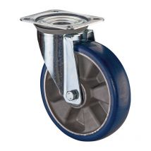 Roulette pivotante D.125mm Trgf.300kg plaque pu L138xL109mm Couleur Rl.bleu bs rolls
