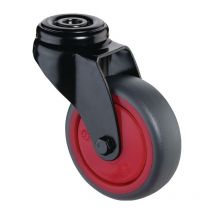 Roulette pivotante D.75mm Trgf.60kg avec trou arrière bille caoutchouc gris bs rolls