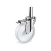 Roulette Frein à TIGE LISSE Ø 22 x 47 mm, Polyamide BLANC Ø 100 mm 200 Kg