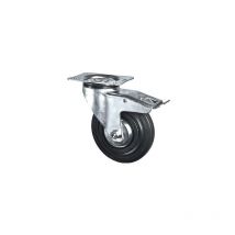 Tente - Roulette pivotante à frein sur platine charges légères 3377 charge 75kg roue caoutchouc diamètre 100mm avec moyeu lisse
