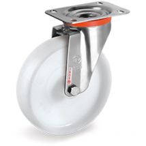 Roulette INOX pivotante diamètre 100 mm roue polyamide blanc - 200 Kg