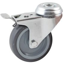 AVL - Roulette pivotante à trou central à frein roue caoutchouc ø 50 mm - alésage lisse - charge 50 kg - 552950L