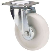 Ruedas Alex - Roulette Pivotante De Polyamide Avec Plaque Et Axe Lisse, Couleur Blanche, Charge Max. 150 Kg, Ø 10 Cm