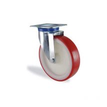 Roulette pivotante polyuréthane rouge diamètre 200mm charge 400kg