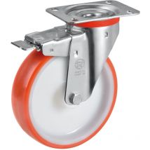 Roulette pivotante à frein diamètre 150 mm roue polyuréthane rouge - 300 Kg