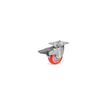 Roulette pivotante à frein diamètre 60 mm roue polyuréthane rouge - 70 Kg