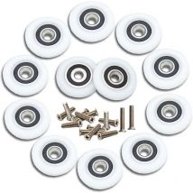 12 Pièces Roulette Porte Coulissante Douche Roulette de Douche 23mm Roulette Porte Coulissante Roulettes pour Porte de Douche Roulettes de Rechange
