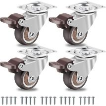 Roulettes de Meubles Petites 50 Mm, Roulettes Pivotantes à 360 DegréS Capacité de Charge éLevéE Roulettes Silencieuses en Caoutchouc Solide Lot de 4