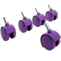 Roulettes fauteuil de bureau violettes (lot de 5)