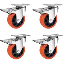 Roulettes Pivotantes Avec Freins, 4 Pouces 100 Mm 550 Kg Roulettes Robustes Roulettes De Chariot En Caoutchouc (lot De 4)