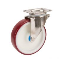 Roulettes pivotantes en acier inoxydable à bandage en matière synthétique TENTE 8470UAD125P62