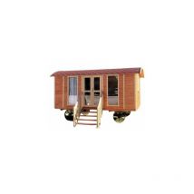 Roulotte épicéa 11m2, en kit, shingle rouge, hébergement ou abri de jardin, 4,80m x 2,40m x H 2,40m