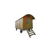 Roulotte Tradition épicéa naturel non traité 11m2, en kit, shingle noir, hébergement ou abri de jardin, 4,70m x 2,35m x H 2,25m