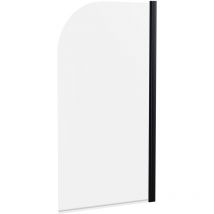 Black 6mm Toughened Safety Glass Straight Reversible Bath Screen - Frameless Shower Screen for Modern Bathrooms by Balterley