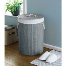 Country Club - round Bamboo Laundry Basket Grey