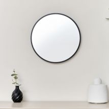 Melody Maison - Round Black Wall Mirror - 40cm x 40cm