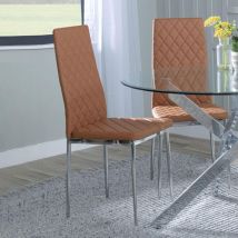 Urban Deco - Set of 6 Novato Orange Faux Leather Dining Chair with Chrome Legs