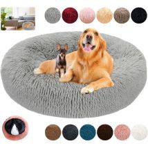 Round Dog Basket Removable Cover, Large Size Soothing Dog Cushion Washable Anti-Slip Anti-Scratch, Soft Fluffy Dog Bed, Large and Medium Mat, 12