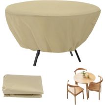 Round Garden Table Cover, Waterproof Round Garden Table Cover, Patio Furniture Dust Cover and Outdoor Cover, for Furniture Tables(Beige, 127×58cm)