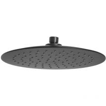 Round Rainfall Shower Head Black Movable Replacement ABS