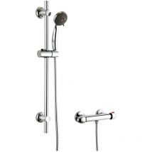 Round Thermostatic Shower Mixer Bar Valve Raiser Kit 3 Function Head Chrome