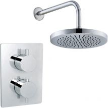 Gravity Bathrooms - Round Wall Concealed Thermostatic Shower Valve Set with Fixed Head - Chrome
