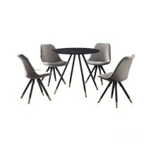 Pn Home - Dorchester lux Sofia Dining Set - a White Wooden Dining Table and Set of 6 Dark Grey Vevet Dining Chairs - Dining Room Kitchen