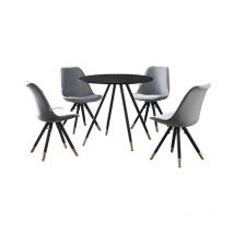 Pn Home - Dorchester lux Sofia Dining Set - a White Wooden Dining Table and Set of 6 Light Grey Vevet Dining Chairs - Dining Room Kitchen