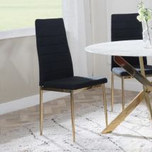 Urban Deco - Set of 6 Rovigo Black Fabric Dining Chair with Gold Legs
