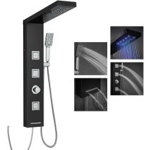 Led Duschpaneel ohne Armatur, 4 Funktionen Duschpaneel mit Regendusche, Massagedüsen, Handbrause und Wanneneinlauf, Schmal Duschsäule Edelstahl,