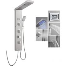 Rovogo - led Duschpaneel ohne Armatur, 5 Funktionen Duschpaneel mit Regendusche, Massagedüsen, Handbrause, Wanneneinlauf und Temperaturanzeige,