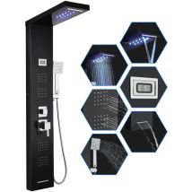 7 Fonctions Panneau Colonne De Douche Hydromassante (lumières Led, Pluie, Cascade, Jets De Massage, Douchette, Bec Bain Déverseur Et Affichage De La 