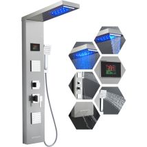 Rovogo – Colonne De Douche Hydromassante Sans Batterie – 5 Modes Avec Affichage Led – Douche Pluie, Cascade, Jets Massage – Acier Inoxydable