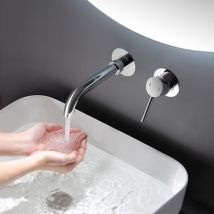Rovogo – Robinet Mitigeur De Lavabo Mural Encastré – Acier Inoxydable 304 – Bec Pivotant 360° – Installation Rapide – Finition Chrome