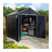 Rowlinson - Airevale 8x6 Plastic Apex Shed Dark Grey with Foundation Kit