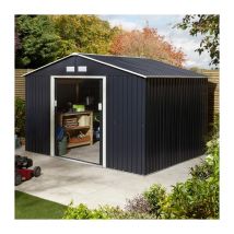 Rowlinson - Trentvale 10x8 Metal Apex Shed Dark Grey with Foundation Kit