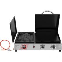 Royal Gourmet - 3 Brenner Gasgrill, 3 in 1 Tischgrill mit Grillen, Braten, Kochen, Campinggrill mit Klappbare Seitenablage, Tragbarer Picknickgrill