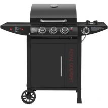 Royal Gourmet - Gasgrill 3+1 Brenner Grillwagen mit 11,5 kW, Campinggrill mit Seitenbrenner, Outdoor Gas Grill inkl. Haken, Unterschrank für Balkon,