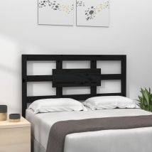 Bed Headboard Black 95.5x4x100 cm Solid Wood Pine - Royalton