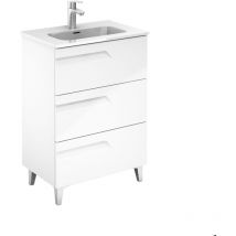 Mobiliario Royo - royo vitale Conjunto Mueble de Baño Completo Fondo Reducido 3 Cajones Blanco Brillo - Medida: 60 cms - Medida: 60 cms - ref: